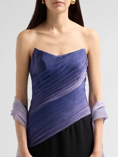 Rene Ruiz Collection Women's Crêpe & Ombré Chiffon Column Gown - Blue Ombre Black - Size 16 | Thumbnail 5 Rene Ruiz Collection Women's Crêpe & Ombré Chiffon Column Gown - Blue Ombre Black - Size 16 | Thumbnail 5