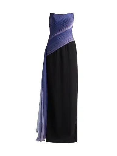 Rene Ruiz Collection Women's Crêpe & Ombré Chiffon Column Gown - Blue Ombre Black - Size 16 | Thumbnail 1 Rene Ruiz Collection Women's Crêpe & Ombré Chiffon Column Gown - Blue Ombre Black - Size 16 | Thumbnail 1