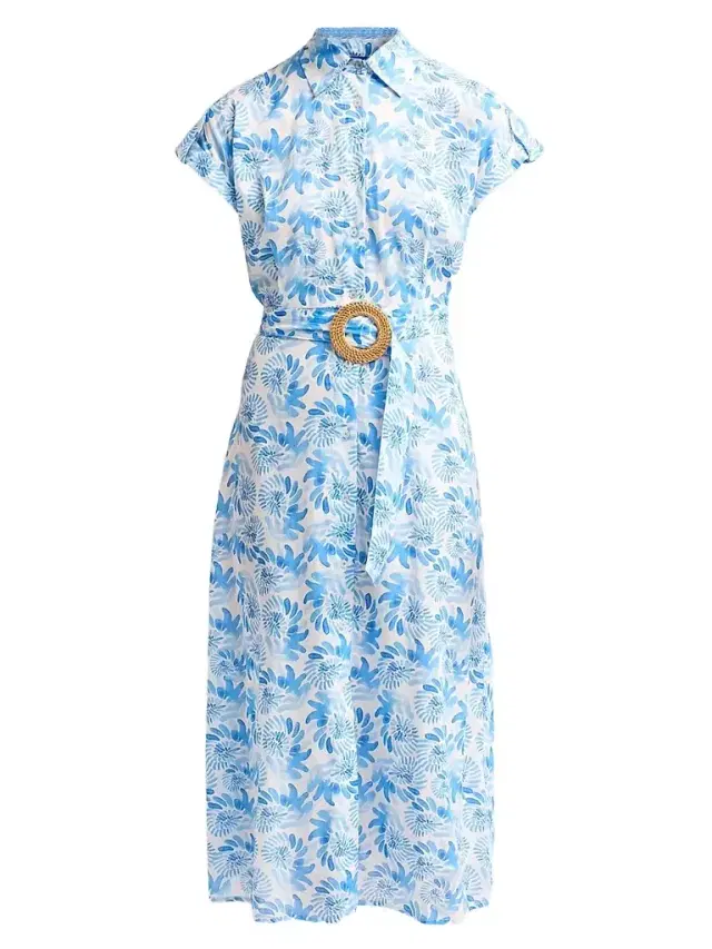 Ro's Garden Women's Catherine Floral Cotton Dress - Blue Keanu