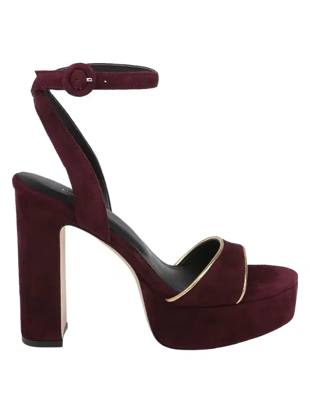 L'AGENCE Women's Essie 5MM Suede Platform Sandals - Burgundy Suede