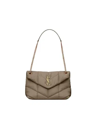 Saint Laurent Women's Puffer Small Shoulder Bag in Nappa Leather - Light Taupe | Thumbnail 1