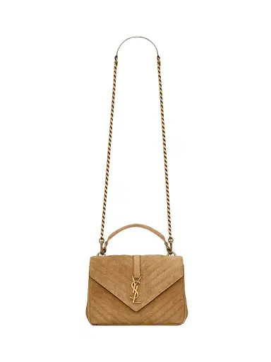Saint Laurent Women's College Crossbody Bag in Quilted Suede - Cinnamon | Thumbnail 1 Saint Laurent Women's College Crossbody Bag in Quilted Suede - Cinnamon | Thumbnail 1