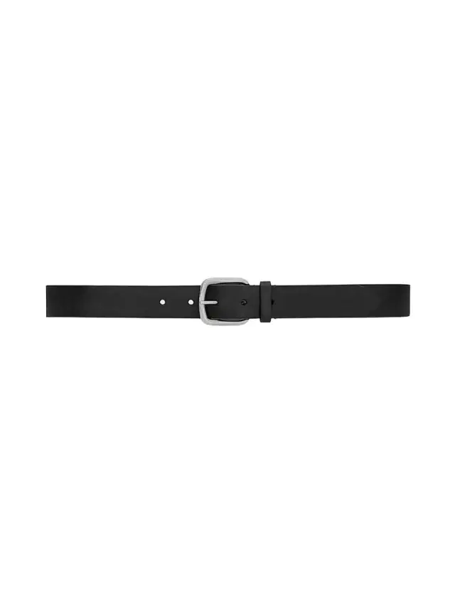 Saint Laurent Men's Rectangular Buckle Belt in Leather - Black