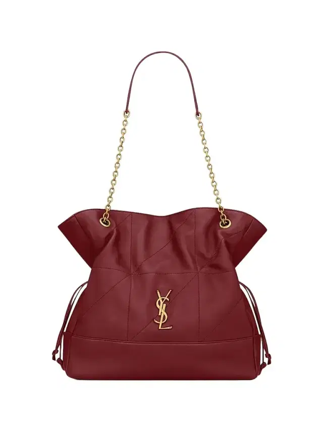 Saint Laurent Women's Jamie Shopping Tote Bag in Lambskin - Rouge Merlot