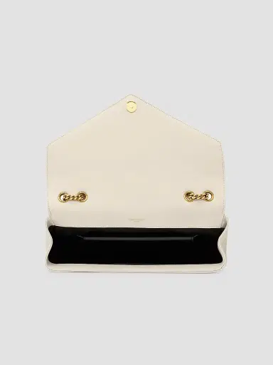 Saint Laurent Women's Loulou Large Shoulder Bag in Lambskin Leather - White | Thumbnail 3