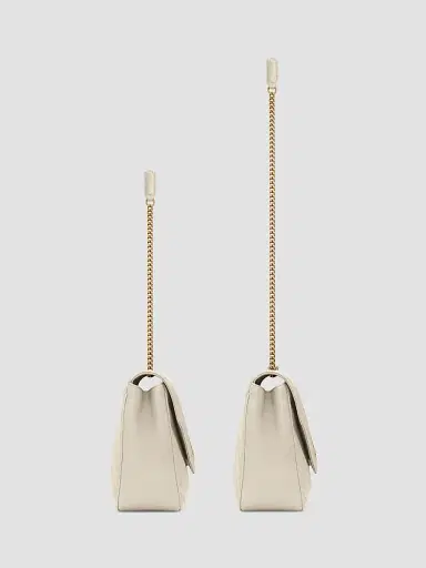 Saint Laurent Women's Loulou Large Shoulder Bag in Lambskin Leather - White | Thumbnail 4