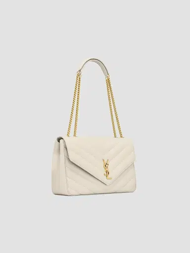 Saint Laurent Women's Loulou Large Shoulder Bag in Lambskin Leather - White | Thumbnail 5