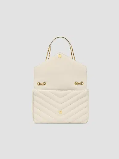 Saint Laurent Women's Loulou Large Shoulder Bag in Lambskin Leather - White | Thumbnail 6