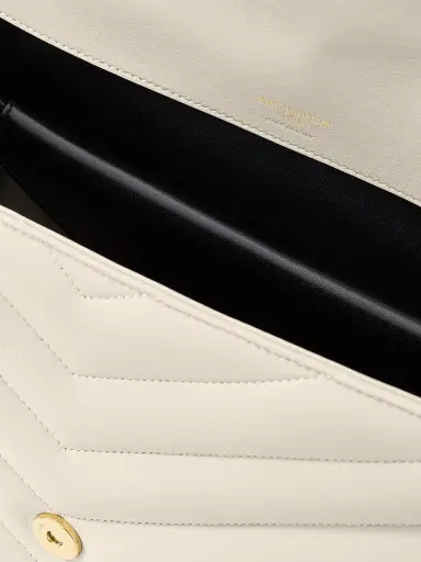 Saint Laurent Women's Loulou Large Shoulder Bag in Lambskin Leather - White | Thumbnail 7