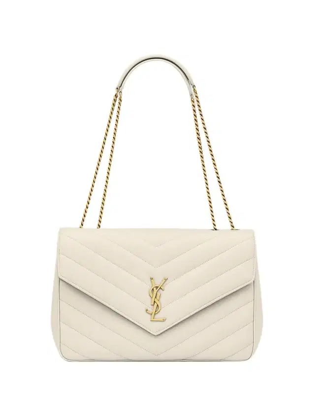 Saint Laurent Women's Loulou  Shoulder Bag in Lambskin Leather - White