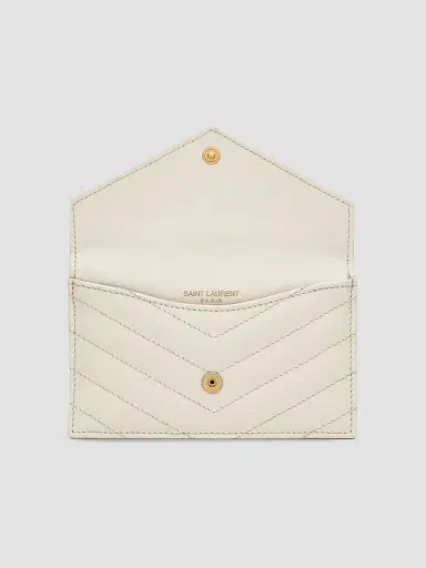 Saint Laurent Women's Cassandre Matelassé Fragments Flap Card Case in Grain de Poudre Embossed Leather | Thumbnail 4 Saint Laurent Women's Cassandre Matelassé Fragments Flap Card Case in Grain de Poudre Embossed Leather | Thumbnail 4