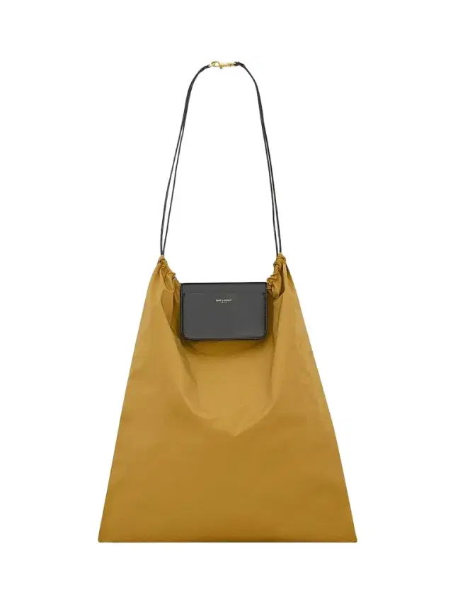 Saint Laurent Men's Foulard Folding Pouch in Nylon and Leather - Mustard Black