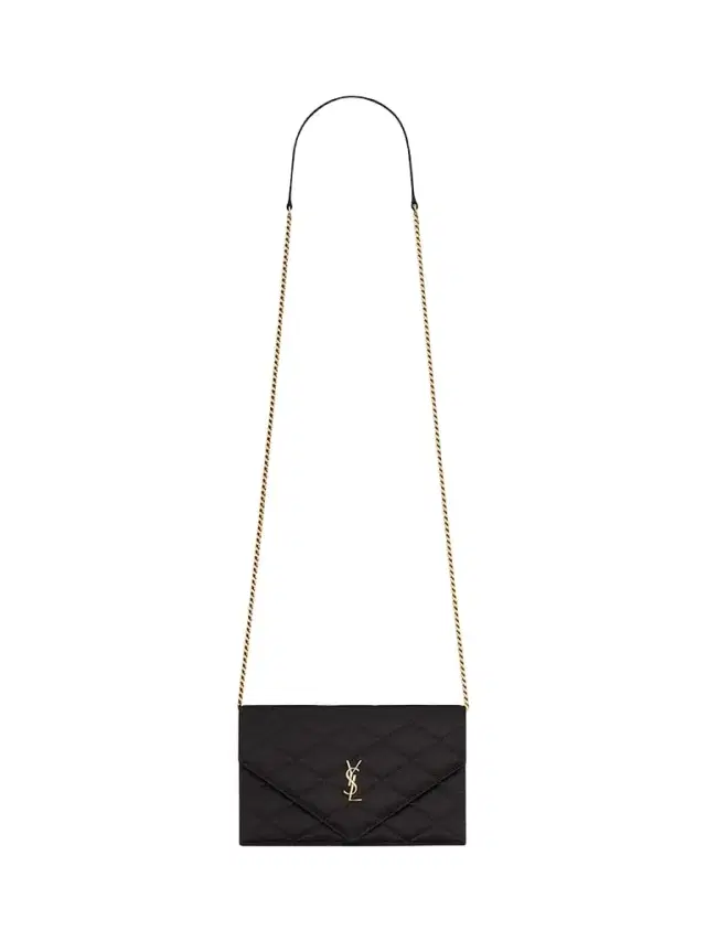 Saint Laurent Women's Paris Chain Wallet in Satin - Black