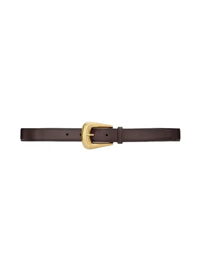 Saint Laurent Women's Folk Buckle Belt in Smooth Leather - Burnt Chocolate