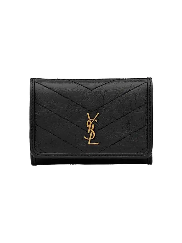 Saint Laurent Women's Niki Slim Tri-Fold Wallet in Vintage Leather - Black