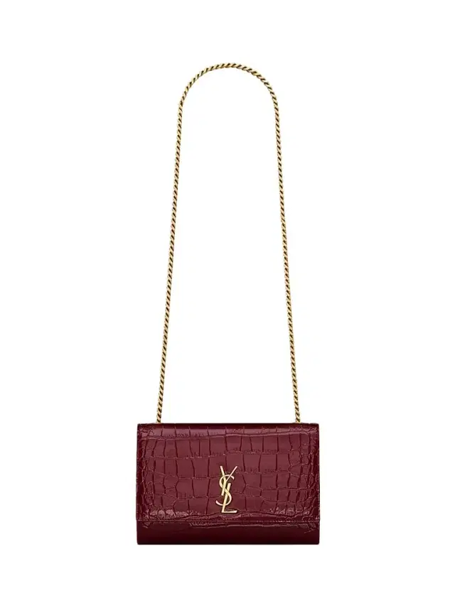 Saint Laurent Women's New Kate Crossbody Bag in Patent Leather - Gloss Burgundy