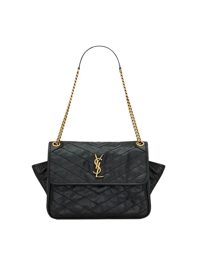 Saint Laurent Women's Niki Tripouch Shoulder Bag in Vintage Leather - Black