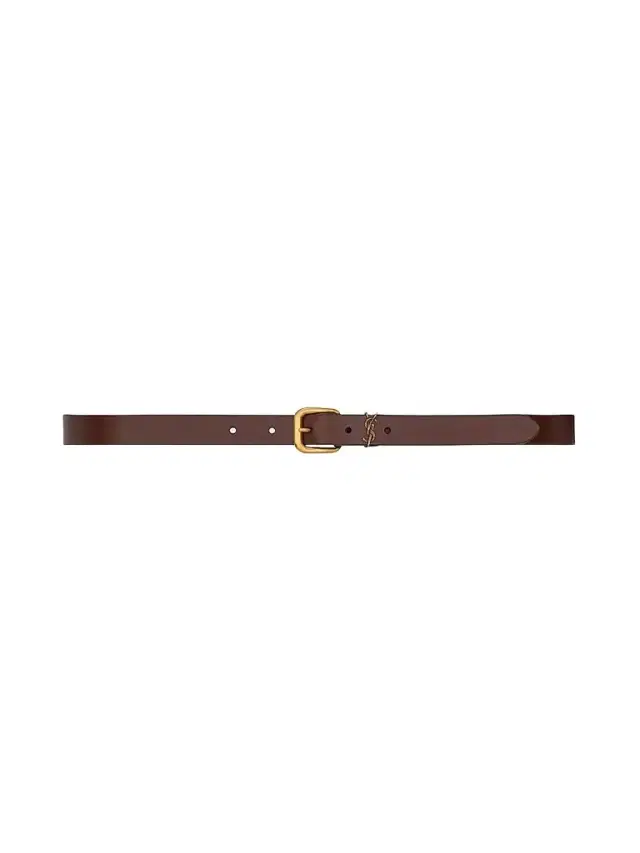Saint Laurent Men's Cassandre Rectangular Buckle Belt in Leather - Burnt Chocolate