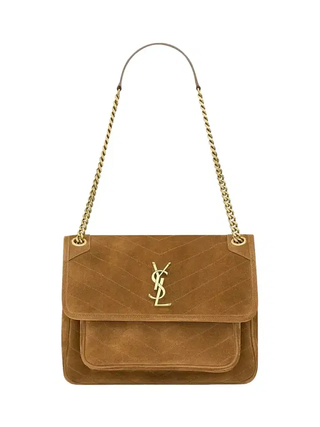 Saint Laurent Women's Niki Shoulder Bag in Suede - Caramel Cognac