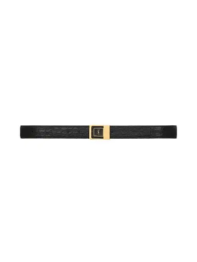 Saint Laurent Men's La 66 Belt in Crocodile-Embossed Leather | Thumbnail 1 Saint Laurent Men's La 66 Belt in Crocodile-Embossed Leather | Thumbnail 1