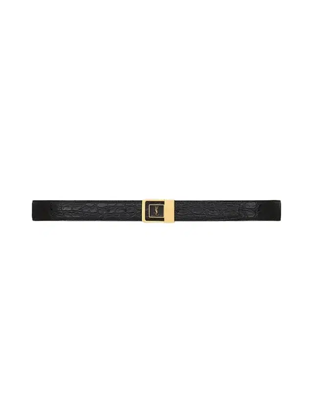 Saint Laurent Men's La 66 Belt in Crocodile-Embossed Leather - Black