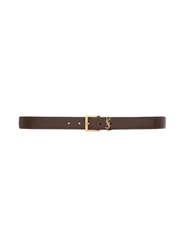 Saint Laurent Men's Cassandre Vadim Belt in Smooth Leather - Burnt Chocolate