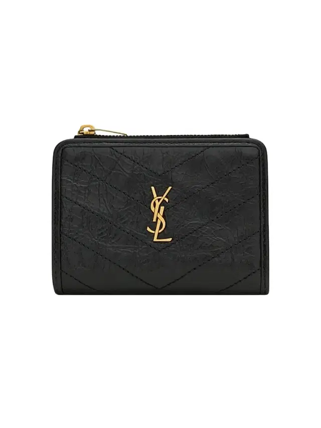 Saint Laurent Women's Niki Bi-Fold Wallet in Vintage Leather - Black