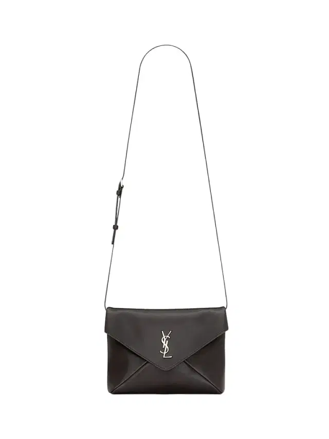 Saint Laurent Men's Cassandre Envelope Messenger Bag in Leather - Nutmeg