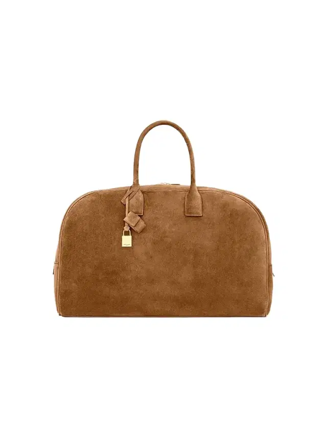 Saint Laurent Men's Large Bowling Duffle Bag in Suede - Caramel Cognac