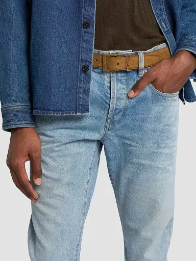 Saint Laurent Men's Cassandre Vadim Belt in Suede - Caramel Cognac - Size 42 | Thumbnail 2