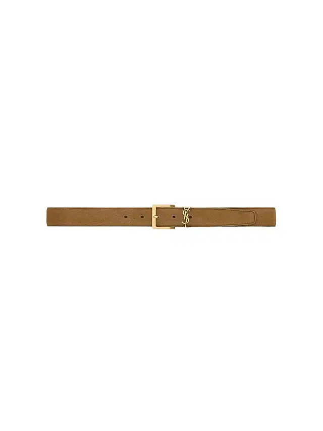 Saint Laurent Men's Cassandre Vadim Belt in Suede - Caramel Cognac