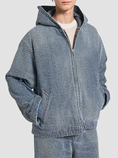 Balenciaga Men's Denim Stitch Hooded Jacket | Thumbnail 3 Balenciaga Men's Denim Stitch Hooded Jacket | Thumbnail 3