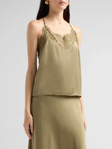 ba & sh Women's Corina Satin Lace-Back Tank - Kaki | Thumbnail 4 ba & sh Women's Corina Satin Lace-Back Tank - Kaki | Thumbnail 4