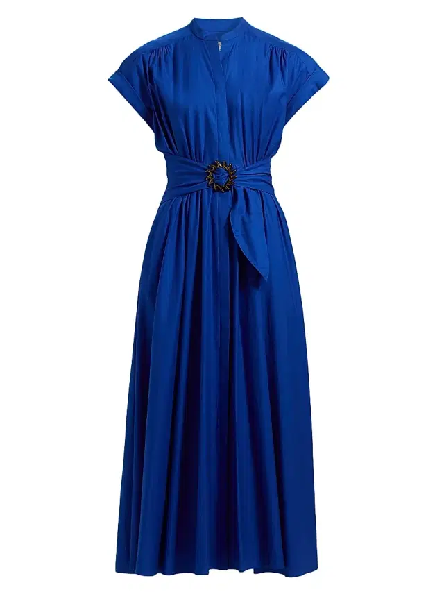 Saloni Women's Neesha Stretch-Cotton Self-Tie Maxi Dress - Colbalt Blue