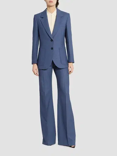 Victoria Beckham Women's Alina Wool-Blend Straight-Leg Trousers | Thumbnail 2