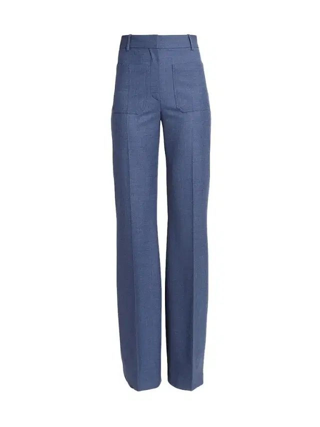 Victoria Beckham Women's Alina Wool-Blend Straight Trousers - Dusk Blue Melange