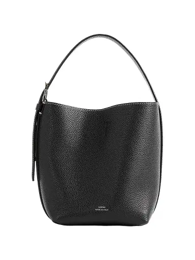 TOTEME Women's Small Belted Grain Leather Tote - Black | Thumbnail 1 TOTEME Women's Small Belted Grain Leather Tote - Black | Thumbnail 1
