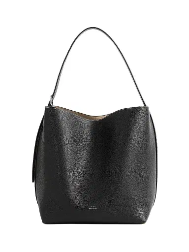 TOTEME Women's Medium Belted Grain Leather Tote - Black | Thumbnail 1