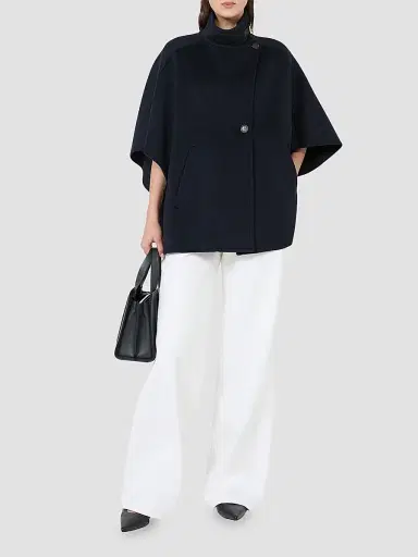 Max Mara Women's Oversized Cape in Cashmere Drape - Midnight Blue | Thumbnail 2
