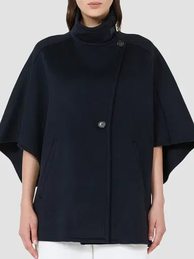 Max Mara Women's Oversized Cape in Cashmere Drape - Midnight Blue | Thumbnail 3