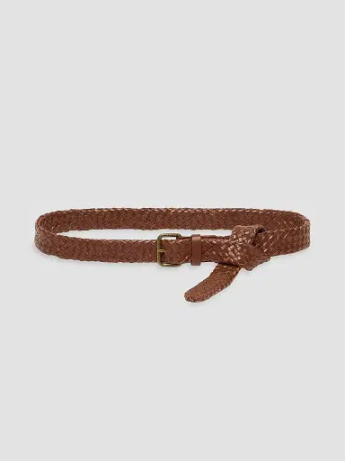 Weekend Max Mara Women's Woven Leather Belt - Tobacco | Thumbnail 2