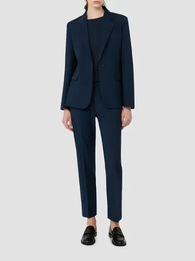 Weekend Max Mara Women's Single Breasted Stretch Wool Blazer - Navy | Thumbnail 2