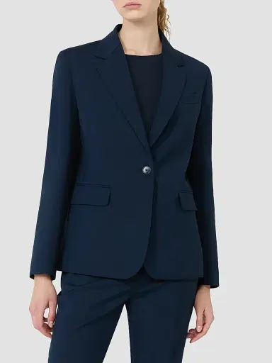 Weekend Max Mara Women's Single Breasted Stretch Wool Blazer - Navy | Thumbnail 3