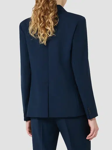 Weekend Max Mara Women's Single Breasted Stretch Wool Blazer - Navy | Thumbnail 4
