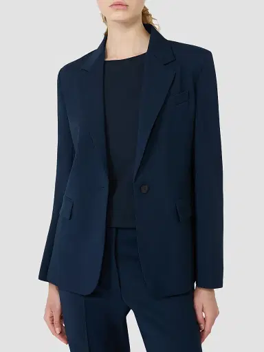 Weekend Max Mara Women's Single Breasted Stretch Wool Blazer - Navy | Thumbnail 5