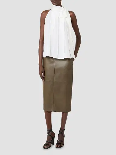 Max Mara Women's Sleeveless Crepe De Chine Top - White | Thumbnail 2