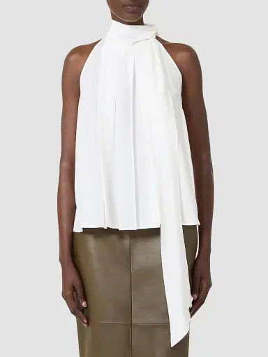 Max Mara Women's Sleeveless Crepe De Chine Top - White | Thumbnail 3