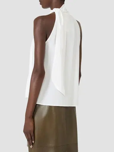 Max Mara Women's Sleeveless Crepe De Chine Top - White | Thumbnail 4