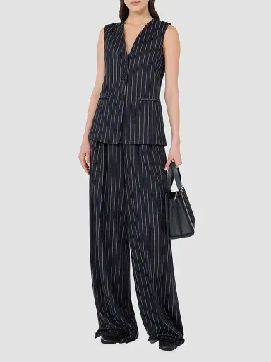 Max Mara Women's Pinstripe Viscose and Wool Jersey Gilet - Ultramarine - Size 2 | Thumbnail 2