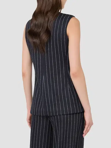Max Mara Women's Pinstripe Viscose and Wool Jersey Gilet - Ultramarine - Size 2 | Thumbnail 4
